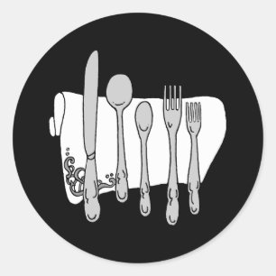 Zwart-wit Siverware Design Ronde Sticker