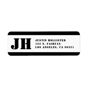 Zwart & Wit Sjabloon Monogram Retouradres Etiket
