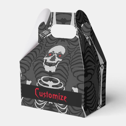 Zwart-wit Skelet Halloween Favor Box Bedankdoosjes (Voorkant Zijde)