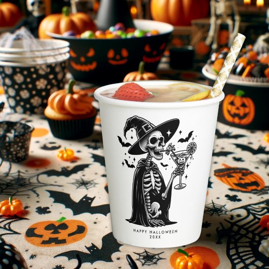 Zwart-wit skelet Halloween Party Papieren Bekers