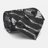 Zwart-wit Skelet Halloween Stropdas (Opgerold)