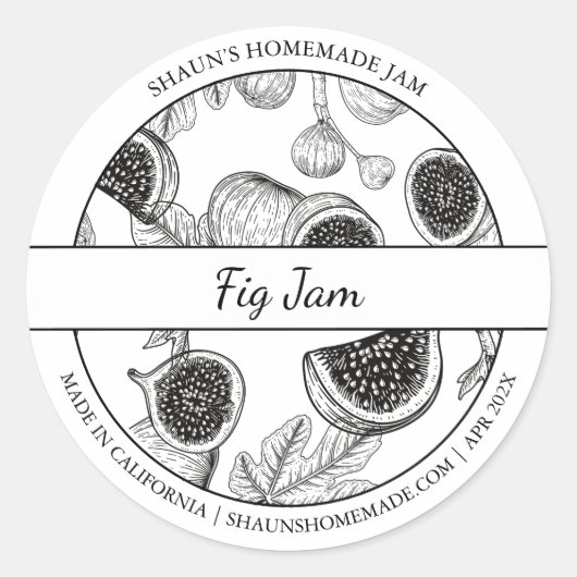 Zwart & Wit Sketch Fig Jam label (Voorkant)
