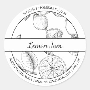 Zwart & Wit Sketch Lemon Jam label