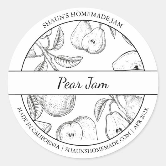 Zwart-wit Sketch Pear Jam label (Voorkant)