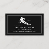 Zwart-wit skiër skileraar skileraar visitekaartje (Voorkant)