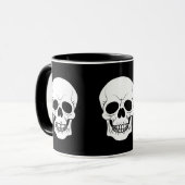 Zwart-wit Skull Head Silhouette Halloween Mok (Voorkant links)