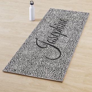 Zwart-wit sneeuwluipaard wild dier print yogamat