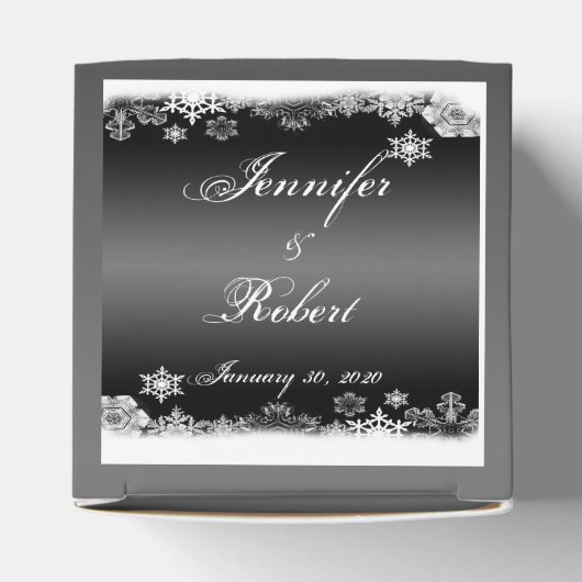 Zwart-wit Sneeuwvlok Bruiloft Favor Box Bedankdoosjes (Bovenkant)