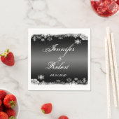 Zwart-wit Sneeuwvlok Bruiloft Servetten (Insitu)