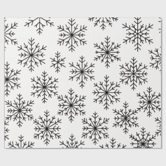 Zwart-wit sneeuwvlokpatroon inpakpapier