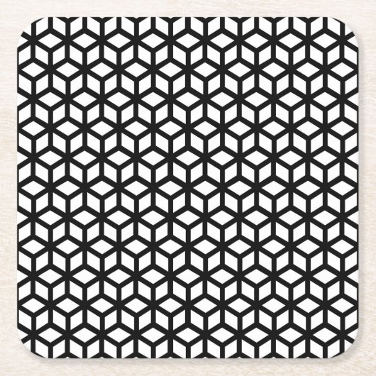 Zwart-wit snijpatroon vierkante kartonnen onderzetter (Voorkant)