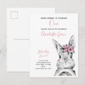 Zwart-wit Sommige Bunny draait op een dag Uitnodiging Briefkaart (Voorkant / Achterkant)