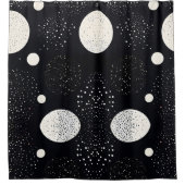 Zwart-wit Space Circle Style 3 Douchegordijn (Voorkant)