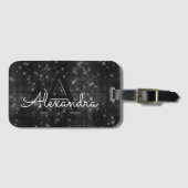 Zwart-wit Sparkle Twinkle Sparkle Monogram Bagagelabel (Voorkant (horizontaal))