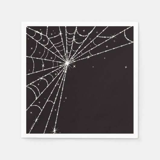 Zwart-wit Sparkling Diamond Spider Web Servet (Voorkant)