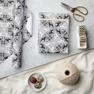 Zwart-wit speelse Great Dane-patroon Cadeaupapier