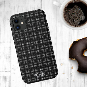 Zwart-wit speldenmonogram iPhone 11 hoesje