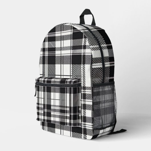 Zwart-wit speldenstang bedrukte rugzak (Achterkant Hoek Rechts)