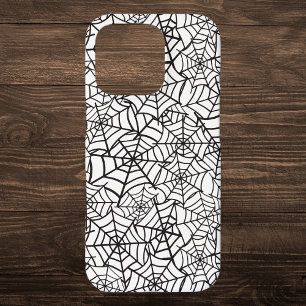 Zwart-wit Spider Web Halloween Patroon iPhone 16 Pro Hoesje
