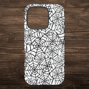 Zwart-wit Spider Web Halloween Patroon iPhone 16 Pro Hoesje