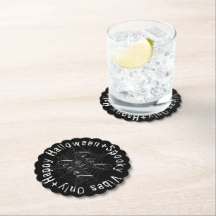 Zwart-wit Spider Web Modern Happy Halloween Kartonnen Onderzetters