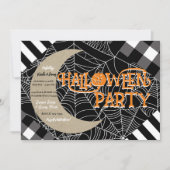 Zwart & Wit Spiderweb Patchwork Halloween Party Kaart (Voorkant)