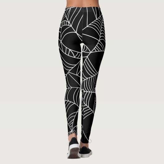 Zwart & Wit Spiderwebs Halloween Leggings (Achterkant)