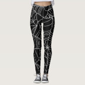 Zwart & Wit Spiderwebs Halloween Leggings (Voorkant)