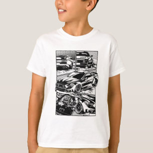 ZWART-WIT SPIERWOEDE T-SHIRT