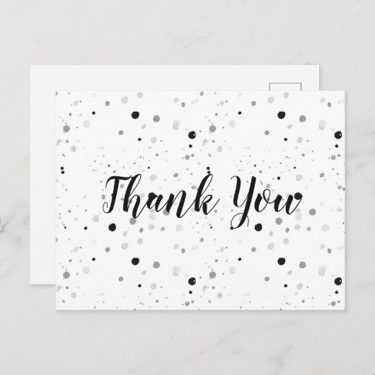 Zwart-wit spikkel Dank u Briefkaart (Voorkant / Achterkant)