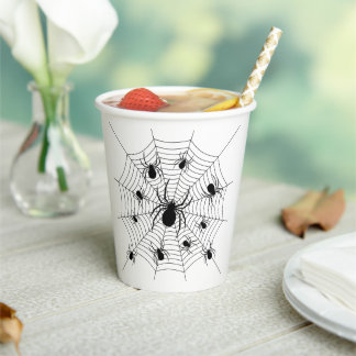 Zwart-wit spinnen spinnenweb Halloween patroon Papieren Bekers