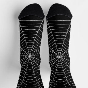 Zwart-wit spinnenweb Halloween patroon Sokken