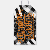Zwart & Wit Spinnenweb Patchwork Halloween Feest Cadeaulabel (Achterkant)