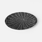 Zwart & Wit Spinnenwebben Spinnenweb Halloween Papieren Bordje (Gekanteld)