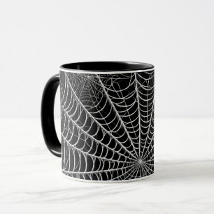 Zwart & Wit Spinnewebben Spinnenweb Halloween Mok