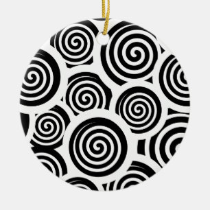 Zwart-wit spiraalvectorpatroon keramisch ornament