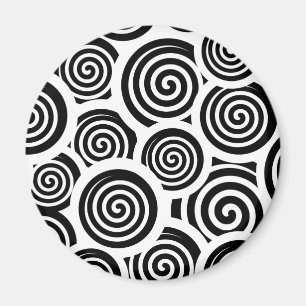 Zwart-wit spiraalvectorpatroon magneet