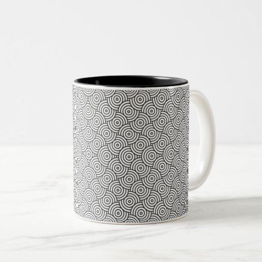 Zwart-wit Spiral Pattern Coffee Mok (Voorkant rechts)