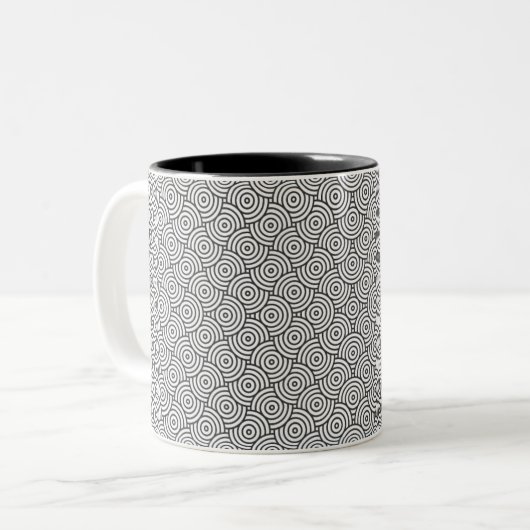 Zwart-wit Spiral Pattern Coffee Mok (Voorkant links)