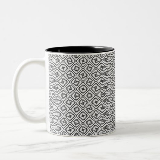Zwart-wit Spiral Pattern Coffee Mok (Links)