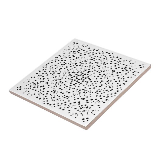 Zwart-wit Splatter Dot Art Pattern Abstract Tegeltje (Zijkant)