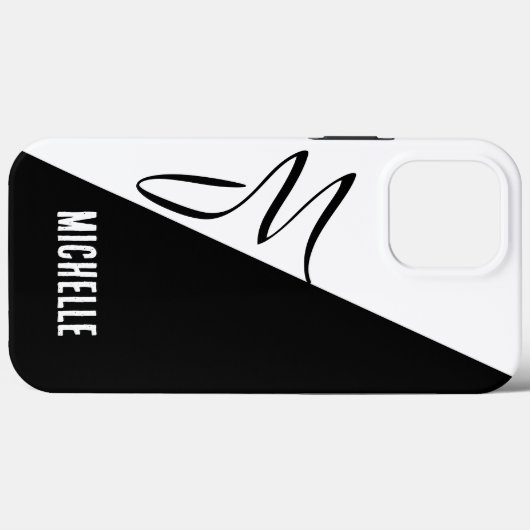 Zwart-wit splitklassieker Script Monogrammed Case-Mate iPhone Case (Achterkant (horizontaal))