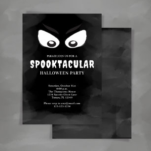 Zwart-wit spookachtige Halloween Party Kaart