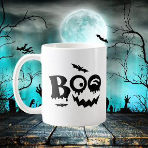 Zwart-wit Spooky Boo Halloween Koffiemok