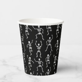 Zwart-wit Spooky Dancing Skeleton Paper cup Papieren Bekers