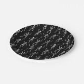 Zwart-wit Spooky Dancing Skeleton Papieren Bordje (Gekanteld)