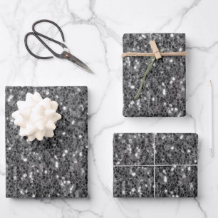 Zwart-wit sprankelt faux glitter inpakpapier vel