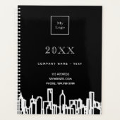 Zwart wit stad skyline modern business logo 2025 planner (Voorkant)