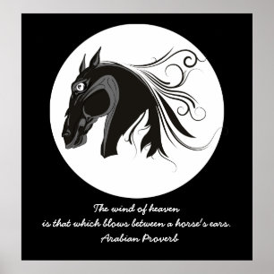 Zwart-wit stamhoofd paard aangepaste poster