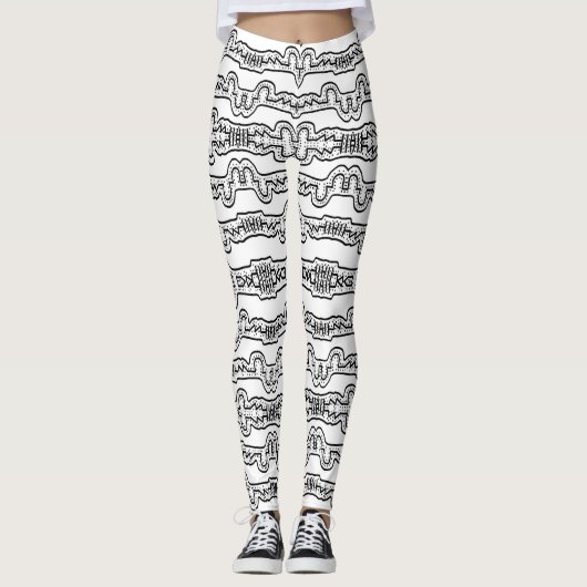 Zwart-wit stammenpatroon leggings (Voorkant)